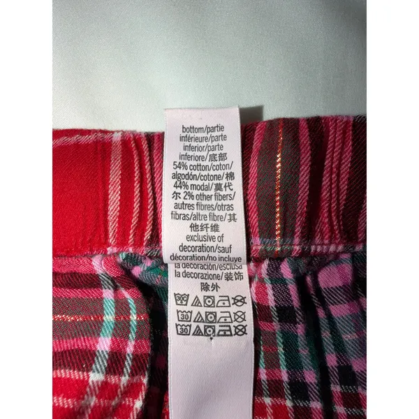Victoria's Secret Plaid Flannel Pajama Set Size M Short Red Holiday Lurex EUC‎ - Image 9