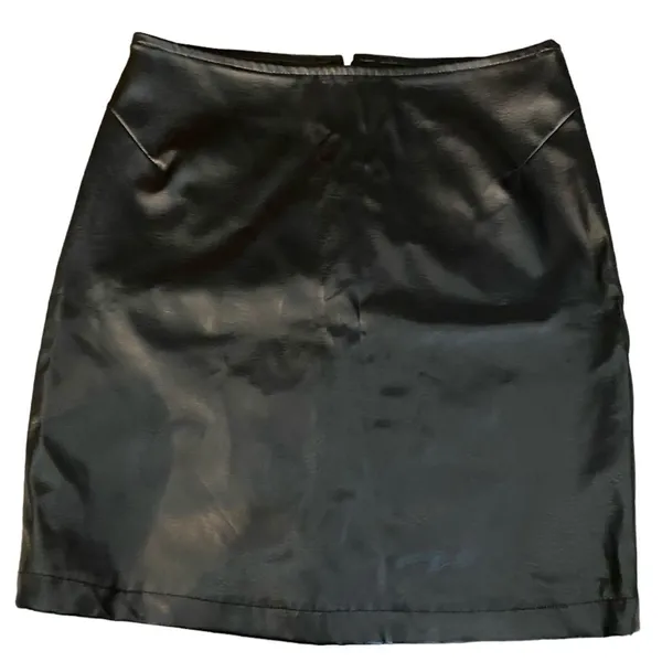 Vintage 90s eyecandy black pleather vegan leather party girl festival Mini Skirt - Image 4