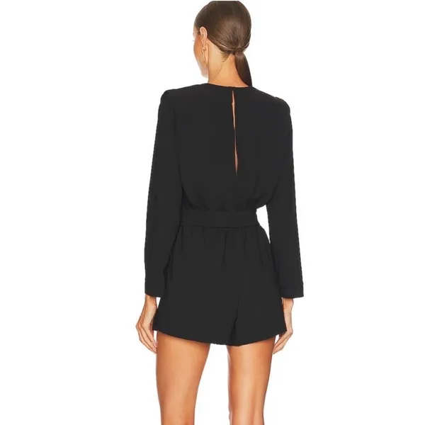 Amanda Uprichard Revolve Black Baldwin Long Sleeve Romper Sz.M - Image 3