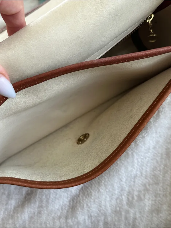 COACH Vintage RARE Spectator Saddle Crossbody Bag Bone & Tabac Leather 077-6787 - Image 15