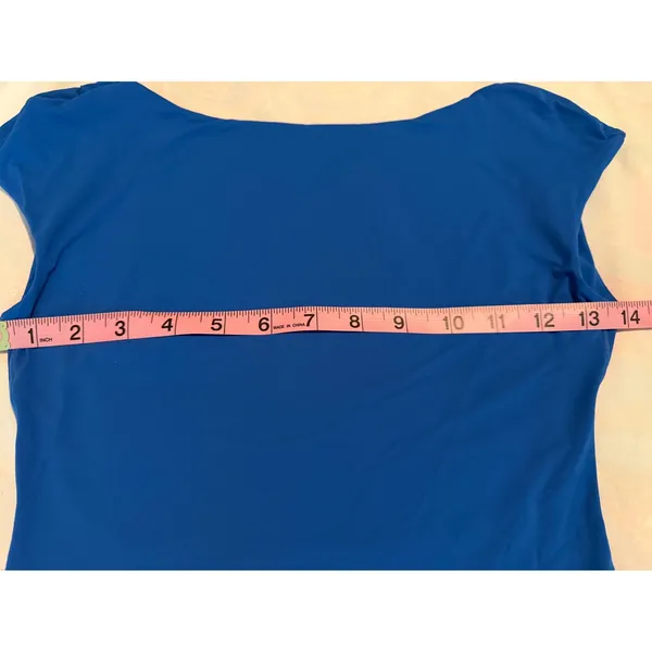 SUUKSESS Royal Blue Open Back Cap Sleeve Top XS Boat Neck Stretchy Bodycon - Image 4