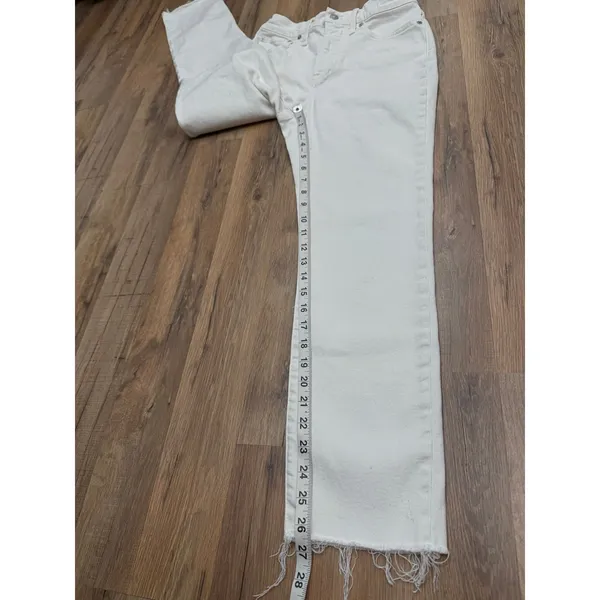 Madewell Skinny Jeans White‎ Raw Hem High Rise Size 25 - Image 7