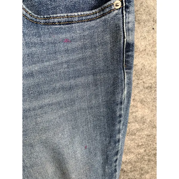 Women's LEVI'S 721 High Rise Skinny Cropped Jeans Size 32 Zip Blue Fringe‎ - Image 13