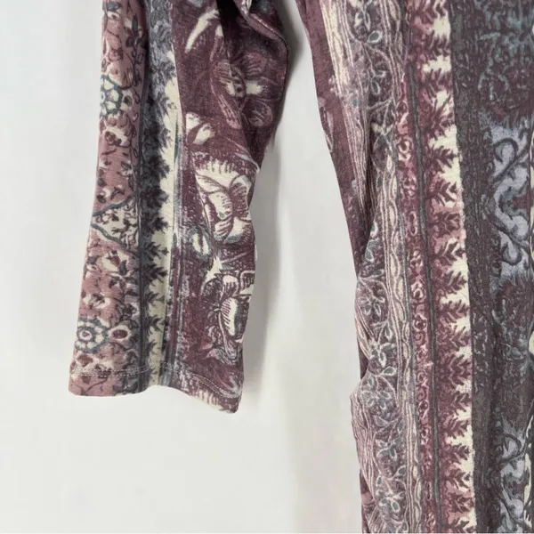Free People Jasmine Boho Ruched‎ Bodycon Dress Soft Purple Floral Print Keyhole - Image 5