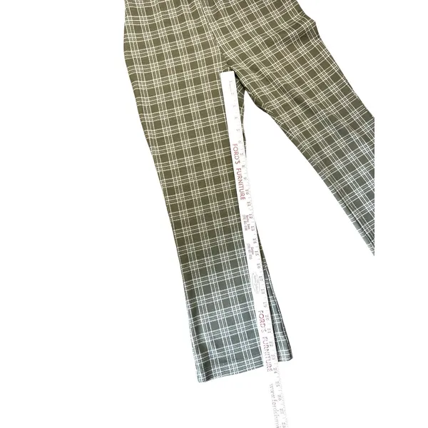 Altar'd State Green White Plaid Cropped Flare Pants Small Retro Boho - Image 6