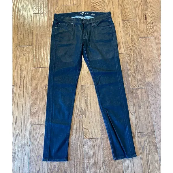 Seven for all mankind Lucy coated leather look jeans size 28 - Image 2
