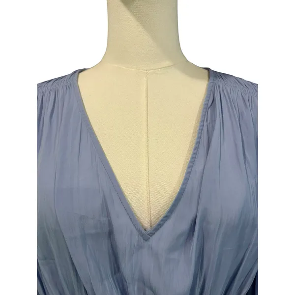 Universal Thread Boho Peasant Top XL Blue Long Sleeve Smocked Peplum V-Neck - Image 3