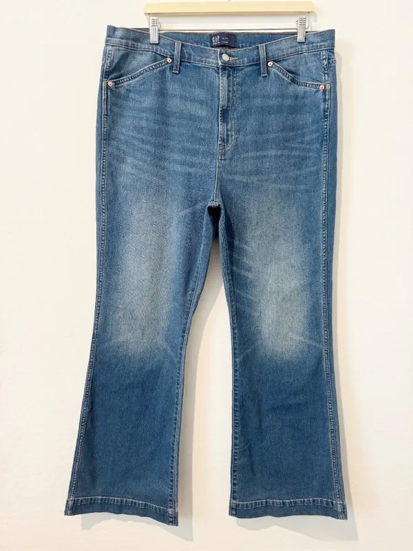 Gap Denim Jeans Size 18 Plus Medium Wash High Rise Flare Western Coastal Cowgirl - Image 3