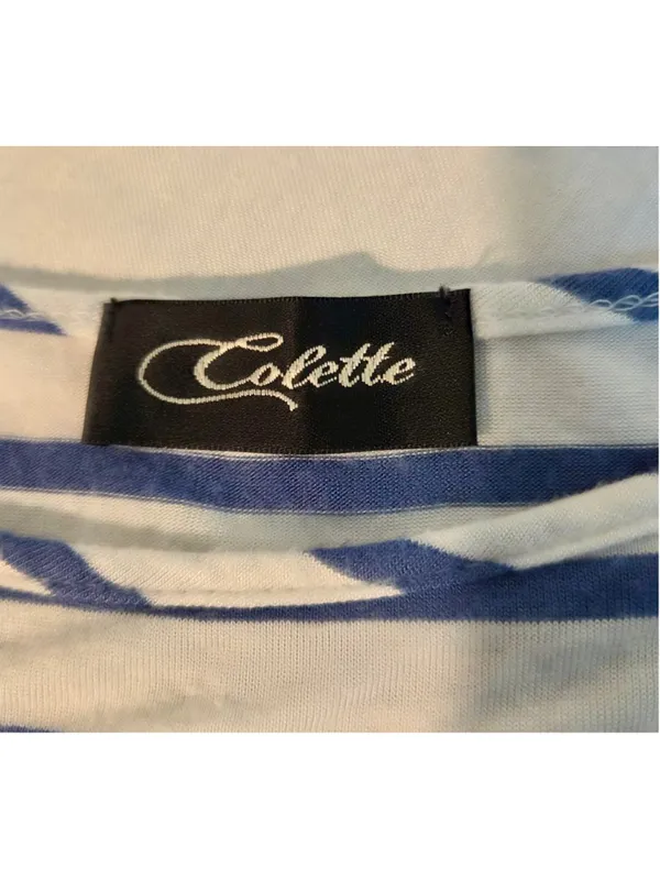 Colette Women’s Striped Dolman Sleeve Tee Nautical Navy White Size M W-217 - Image 4