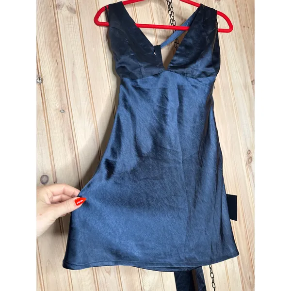 NWT Lulus Zimri Navy Satin Halter Mini Dress Party Wedding Cocktail Classy XXS - Image 4