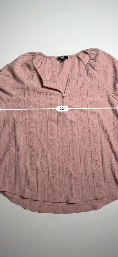 Frye Women's Rose Mauve Boho Knit Long Sleeve V Neck Pullover Blouse Large - Image 5