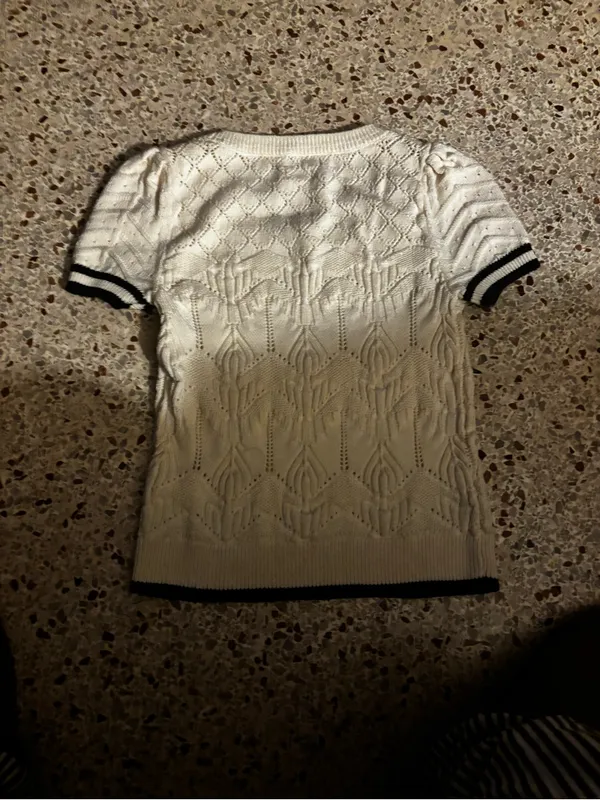 Maeve Short-Sleeve Pointelle Sweater small - Image 6