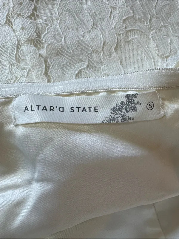 Altar’d State Lilia large Lace Bow Mini Dress White Strapless Bridal Brunch S - Image 5