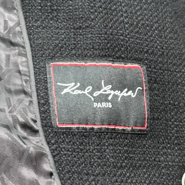 Karl Lagerfeld Paris Womens‎ Fringed Tweed Blazer Black 8 Medium Tailored Jacket - Image 5