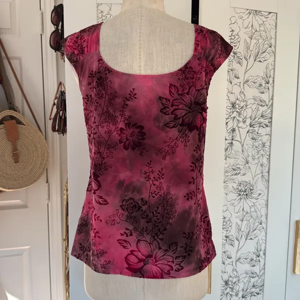 Cato Y2k vintage velvet burnout touched blouse - Image 9