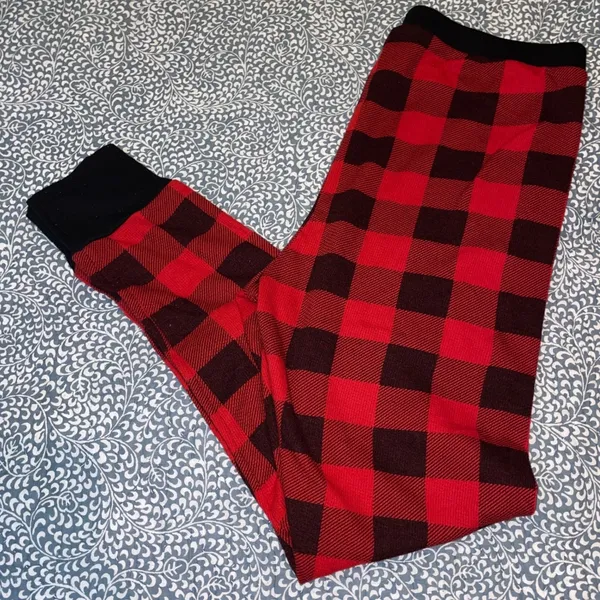 Old Navy Pajama Set Women L Red Buffalo Plaid Thermal 2 Piece Set Holiday Cozy - Image 3