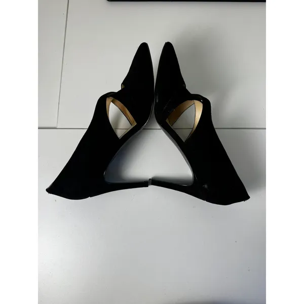 Nine West TO DIE FOR Black Suede Cross Strap Pointed Toe‎ Heels Women 8 Office - Image 6