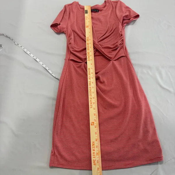 Abercrombie‎ & Fitch Red Striped Knot Front Cutout Mini Dress Womens Medium - Image 5