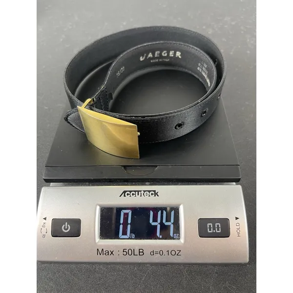 Jaeger Italy Black Silk Blend Leather Belt Size 30 Gold Tone Buckle Women’s - Image 11