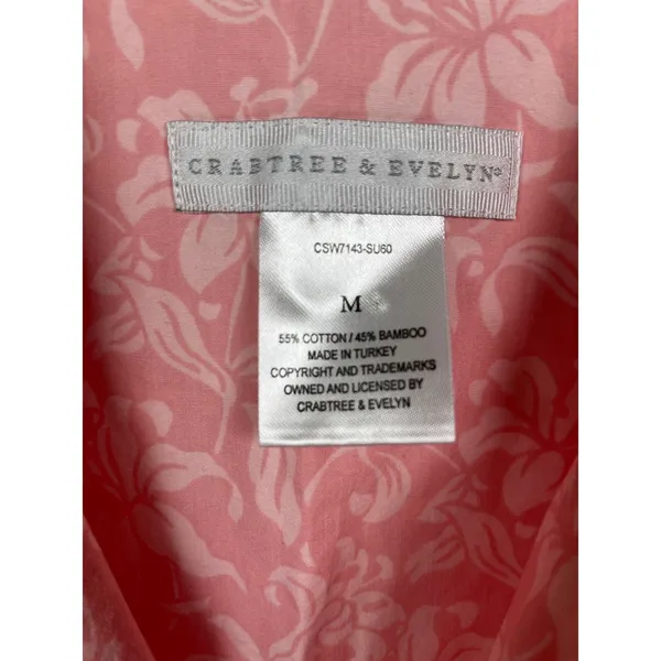 Crabtree&Evelyn Pink Floral Cotton&Bamboo Long Sleeve Pajama Set Sz.M - Image 6