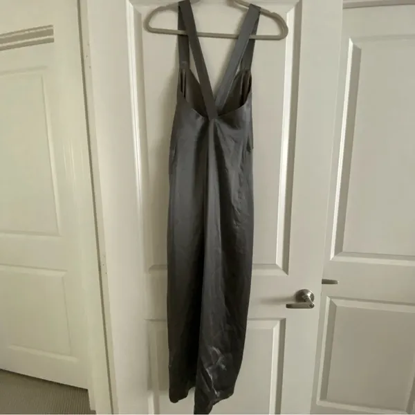 Michelle Mason Cross Back Slit Maxi Dress - Womens Size 2 Gunmetal NWT - Image 3