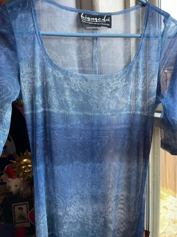 Y2k Blue Ombre sheer Long Sleeve Maxi Dress - Image 9