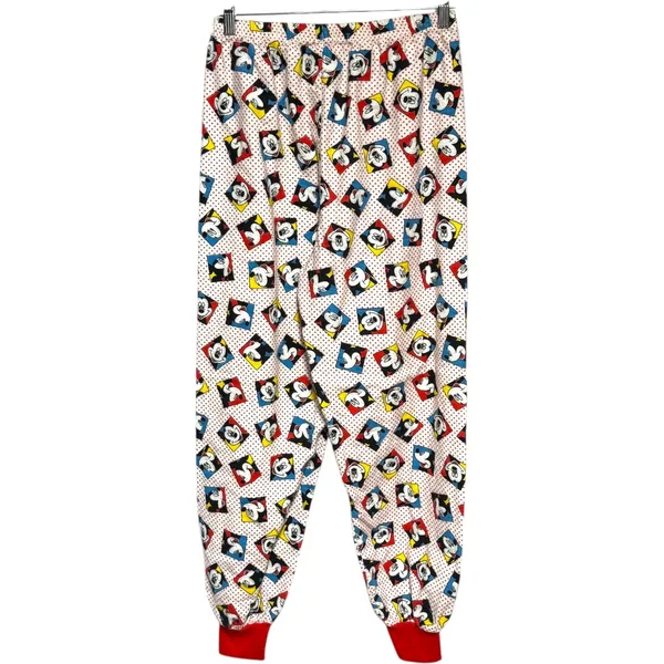 Mickey Unlimited Cotton Vintage 90s Pajama Lounge Set White Red Medium - Image 7