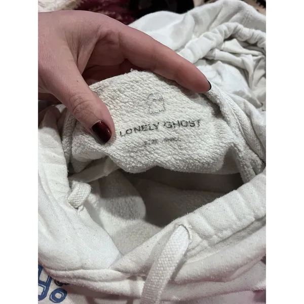 Lonely Ghost Girl Gang White Scrawl Sweatshirt Hoodie / Size Small - Image 13