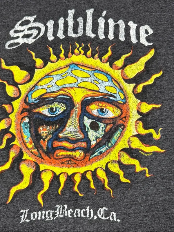 Sublime Sun Logo T Shirt Womens S Gray Long Beach CA Band Tee Boxy Grunge - Image 2