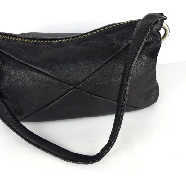 Calvin Klein Black Pebbled Leather Shoulder Bag Hobo Purse Slouchy Zip Y2K - Image 9