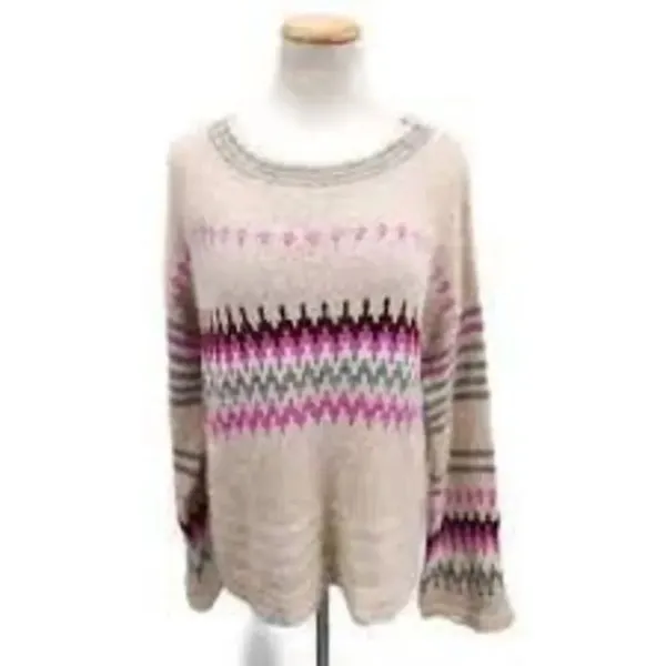 Solutions size L Fair Isle oversized casual sweater Pink Size L - Image 4