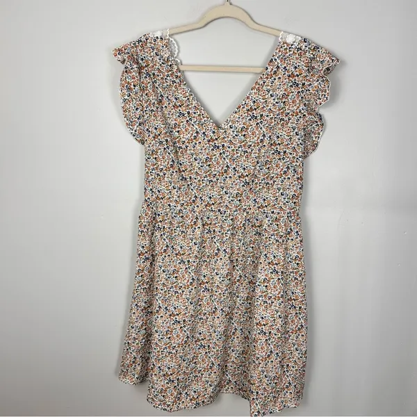 Cupshe Good Chemistry Floral Tie-Back Mini Dress Lace Ruffle Trim XL Spring NWT - Image 5