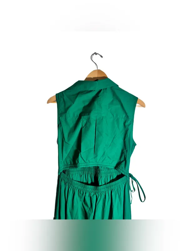 Calvin Klein Midi Dress Women's 8 Cutout Cotton Emerald Sleeveless Vacation NWT - Image 4
