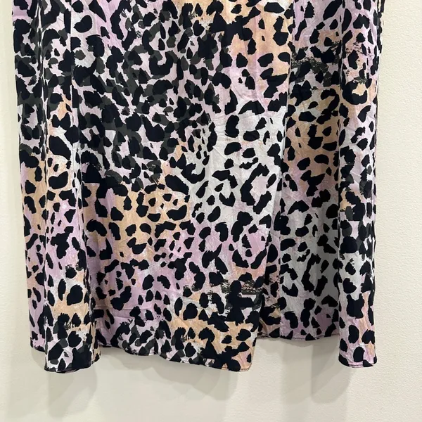 Veronica Beard Diane Stretch‎ Silk Leopard Print Midi Slip Skirt Lilac Multi 10 - Image 6
