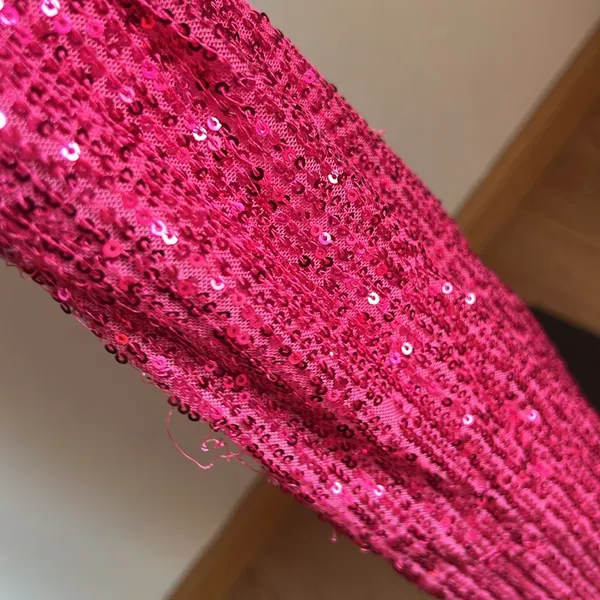 Lulus Hot Pink Sequin Star Potential Halter Jumpsuit Barbie - Image 5