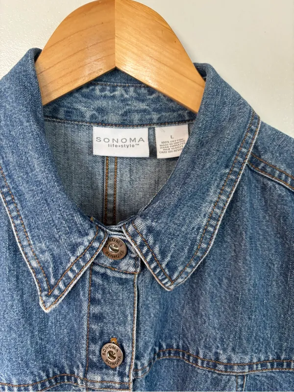 vintage Sonoma Jean Company sleeveless denim maxi shirt dress. - Image 3