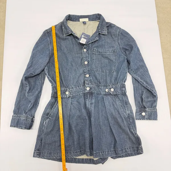 Universal Thread Womens Denim Long Sleeve Romper Dark Wash Blue Size 12 NWT - Image 3