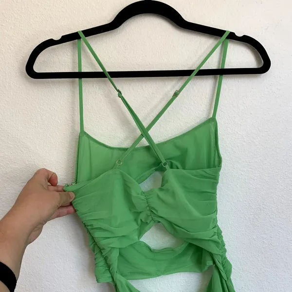 Michael Costello x REVOLVE Mesh Cut Out Knee‎ Length Dress in Kelly Green - Image 6