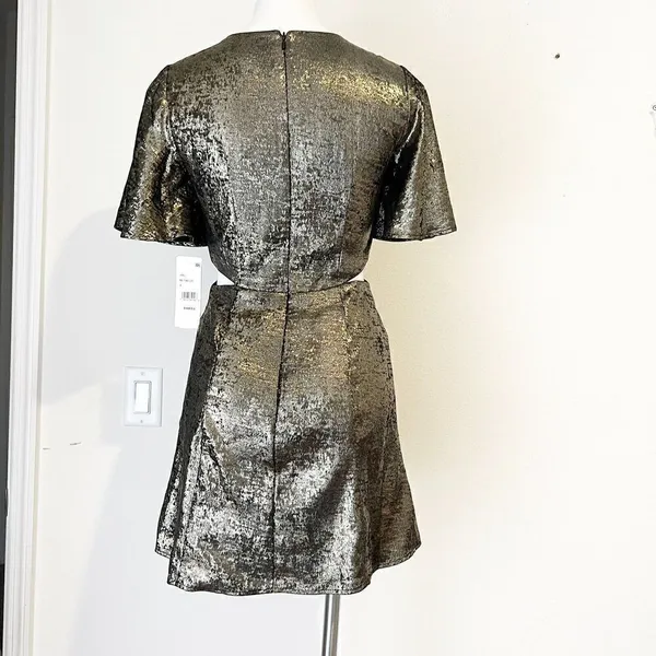NEW FRENCH CONNECTION Alara Metallic cut out mini dress XSMALL Womens Night Out - Image 10