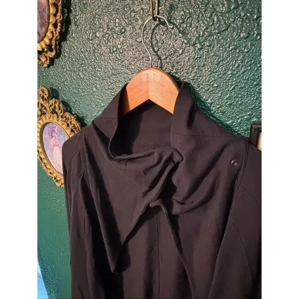 Lululemon Rulu Rally Wrap Women 4 Black Snap Neck Open Cardigan Cozy Stretch - Image 2