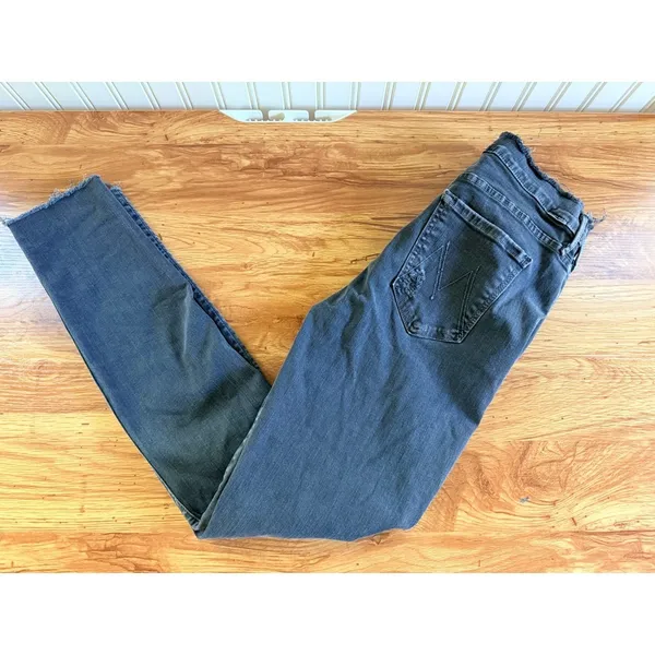 MOTHER The Double Fray Charmer Skinny Jeans Faded Black Distressed Size 28‎ - Image 15