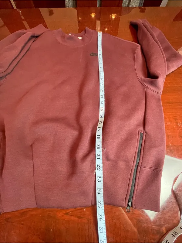 Nike Sportswear Tech Fleece Style Crewneck Sweatshirt Maroon Burgundy Sz S - Image 9