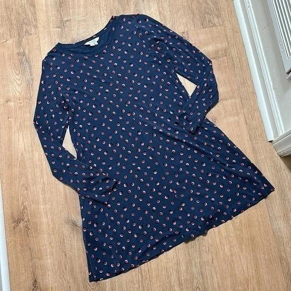 BODEN‎ | Woman's Blue Polka Dot Confetti Long Sleeve Swing Tunic Mini Dress, 8R - Image 8