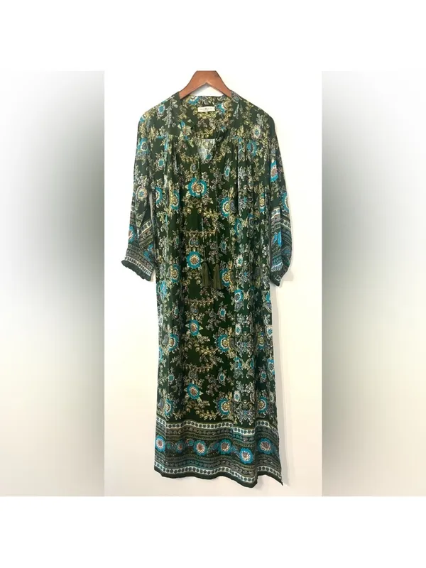 Natural Life Green Floral boho Maxi Dara Dress - Image 3