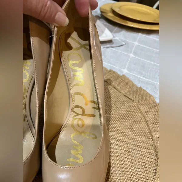 Sam Edelman Patent Nude Pointed Toe Pumps Heels Sz 7.5 - Image 6