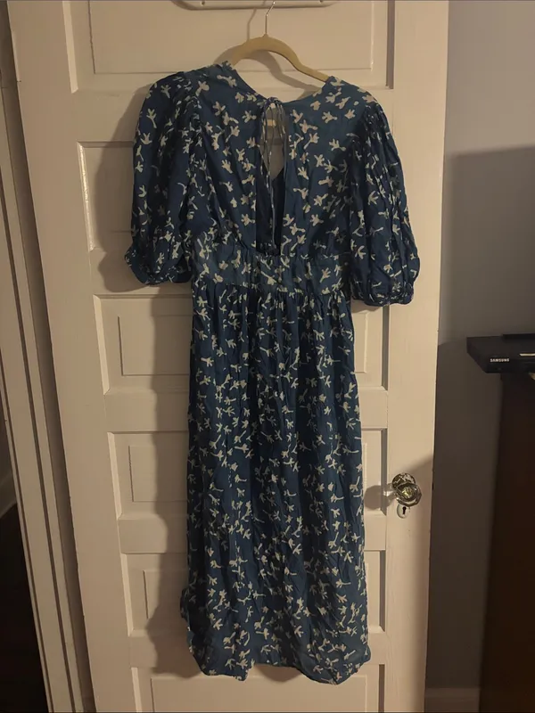 Blue Bird-Print Bohemian Dress - Image 5