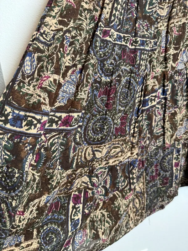 Boho Beads Brown Boho Abstarct Cotton Peasant Skirt - Image 2