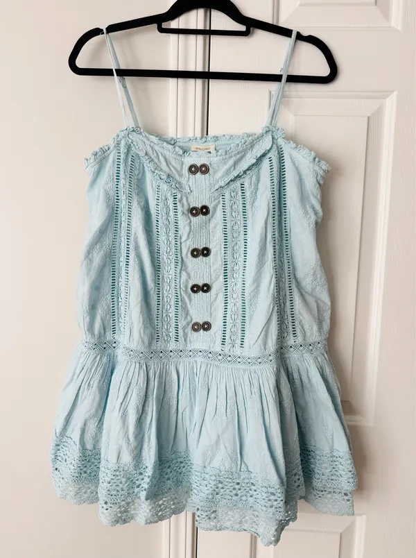 Anthropologie Pilcro Square-Neck Lace Swing Mini Dress, Size M - Image 7