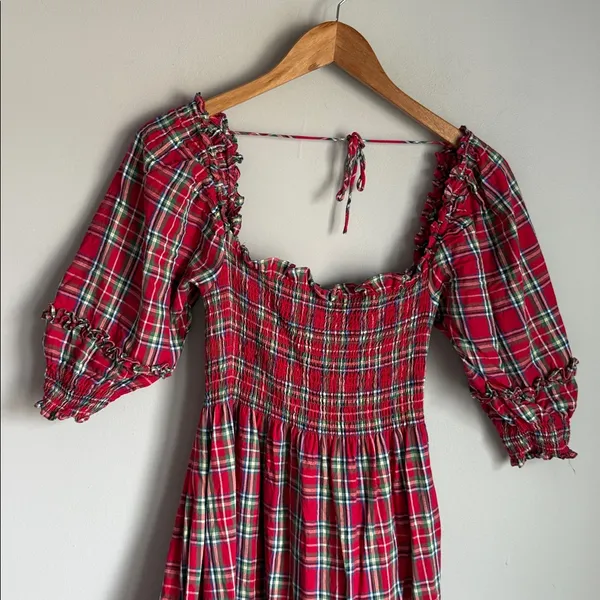 Hill House Red Tartan Nesli Nap Dress XS - Image 5