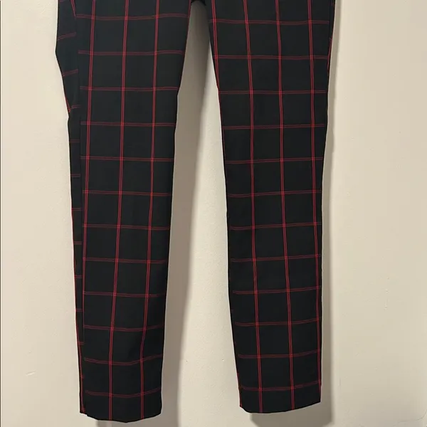 Zara Black Red Work Career Office Academia Dress Pants Plaid Size Small - Image 2